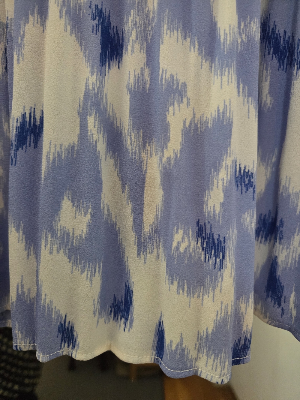 Nine West Blue and White Pleated Print Blouse - Picture 5 of 7